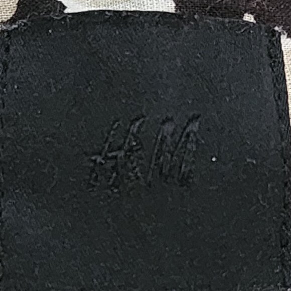 H&M Khaki Black Abstract Floral Print SS Cotton Button Up Regular Fit Shirt Sz M - Picture 13 of 16